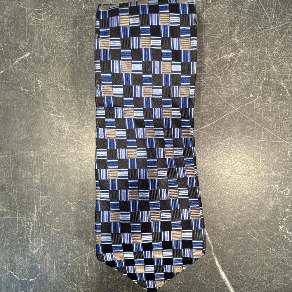 Mens Tie | Burma Bibas | 7 Fold | Circe '70s | Extra Long Blue Grey | Silk‎